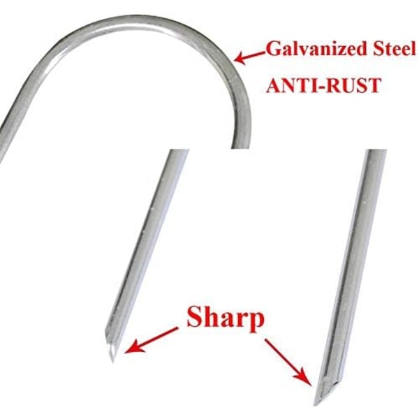 Stark U-formet markspiker for trampoline, fotballmål, campingtelt og store hagedekorasjoner 8 pcs