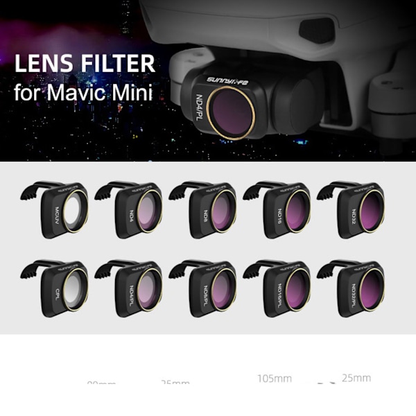 Mavic Mini 2 kardan kamera MCUV CPL ND-PL objektivfilter til DJI PL(ND4+ND8+ND16+ND32) MCUV+CPL+ND4+ND8