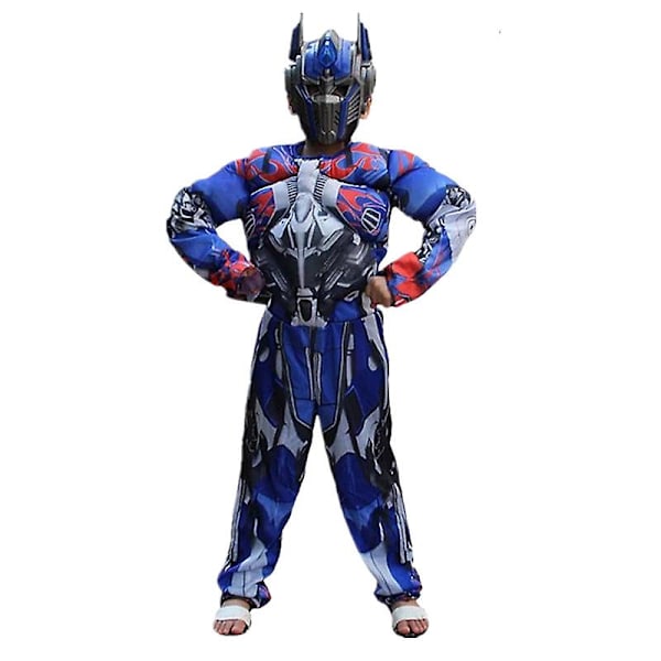 Barn Optimus Prime Kostyme Superhelt Transformers Jumpsuit Dress Halloween Rollespill Muskeldrakt Gutter Anime Maske Gave M(7-9Y)