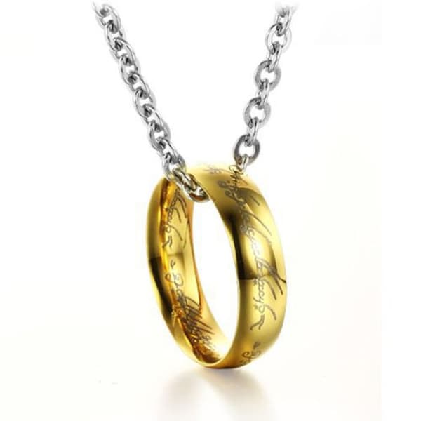 Halskæde - TD® - Ring i rustfrit stål - Koreansk stil - Guld - Til mænd-FA12-