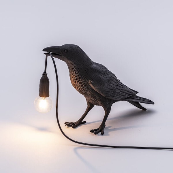 Kråkelampe, skrivebordslampe, lykkelig fuglelampe, minimalistisk fuglestatue, fuglelampe, moderne interiør, gave til bondegårdsdekor