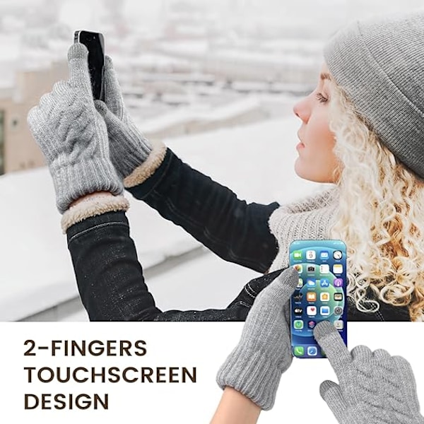 KCVV Handsker - 22 cm - Vinterhandsker - Alpaka - Vindtætte Handsker - Varme - Touchscreen - Grå