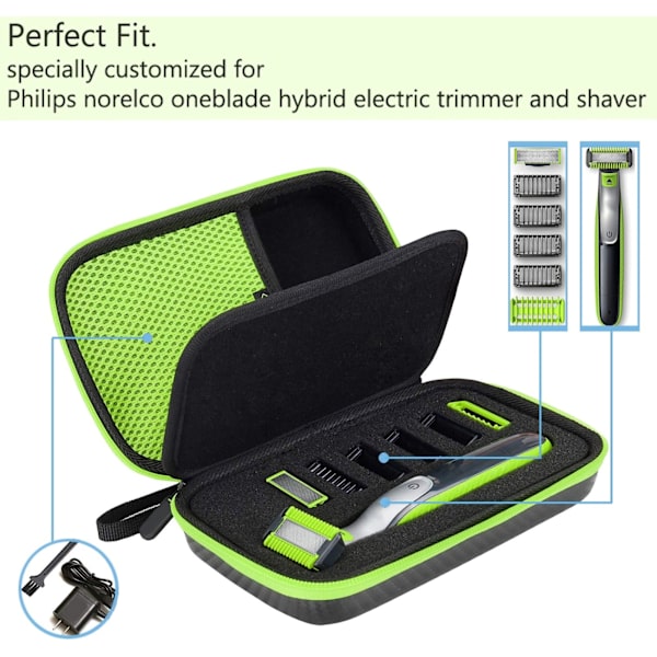 Rejsetaske til Philips Norelco OneBlade QP2520 QP2530 QP2620 QP2630 Elektrisk Trimmer Barbermaskine