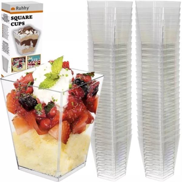 50-pack - Bägare Fyrkantig / Plastbägare - 120ml transparent 850
