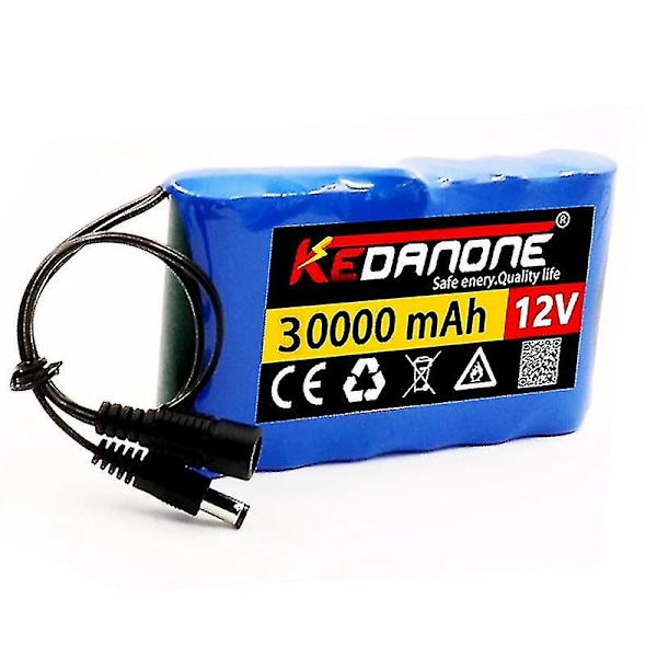 Ny bærbar Super 12v 30000mah Genopladeligt Lithium-Ion Batteri Kapacitet Dc 12.6v 30ah Cctv Cam Monitor + Oplader Battery x1
