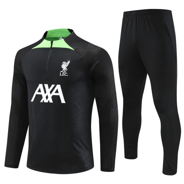 Säsong 23-24 Liverpool långärmad tröja fotbollsdräkter för vuxna och barn uppvärmning långärmad halvdragningsträningsdräkt svart