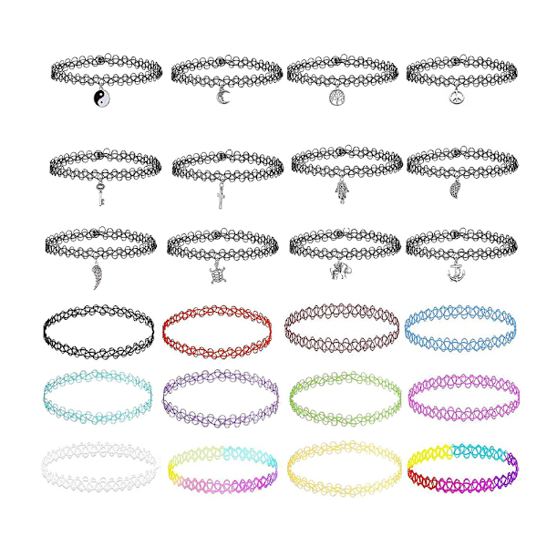 Choker halsband Set, 90-talets Old-School Style, tonåringar flickor kvinnor