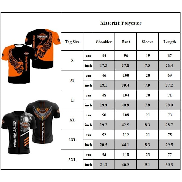 HarleyDavidson Motorsykkel T-skjorte Herr Sommer Casual Korthjermet E E E 3XL