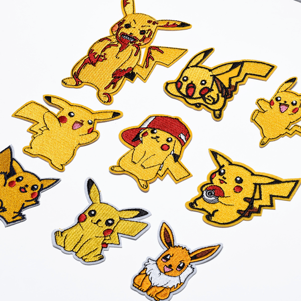 25 tegnede pikachu-lapper, broderede applikationsmærker sylapper og mærker stof reparationslapper til børnetøj jeans jakker sko rygsække t-shirts