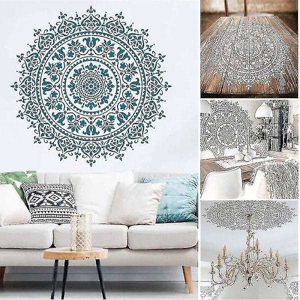 Suuri uudelleenkäytettävä mandala-stencil maalaus puupohjat scrapbooking maalaus seinälle kangas paperille