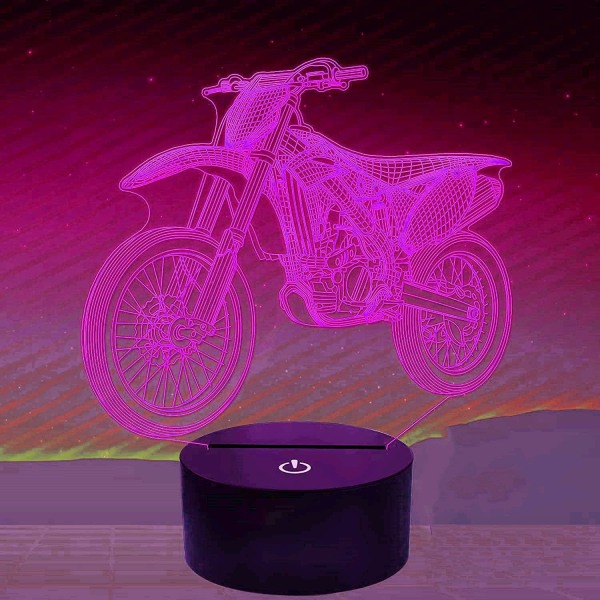 3D Motorsykkel Bil Nattlys LED Lampe Illusjon 16 Fargebytte Fjernkontroll Bord Skrivebordsdekorasjon Lamper Bursdagspresang Akrylbase USB Kabelleketøy