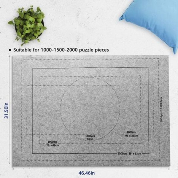 80X118cm pusselmatta, grå rullbar filtfilt för upp till 2000