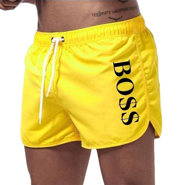 Boss Casual Fashion Strandshorts för Män Badshorts Vita S White