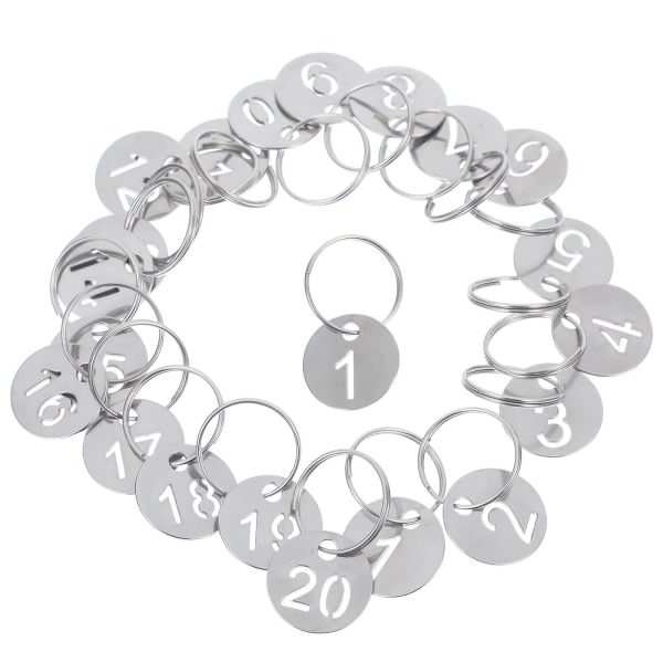 20 pcs round numbered labels stainless steel Number 1-20 labels