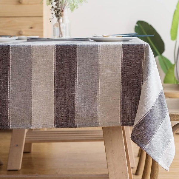 Skrynkelfri Farmhouse Köksduk, bomullslinnetyg Små rektangulära dukar, grå rand, rektangel, 55x70 tum, 4 till 6 platser