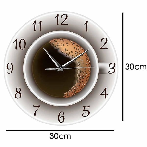 Kop kaffe med skum Dekorativ lydløs vægur Køk dekoration