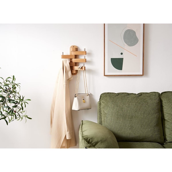 Ek Klädhängare, Trävägg Klädhängare för Hall, Vardagsrum, Sovrum, Badrum-XS1-