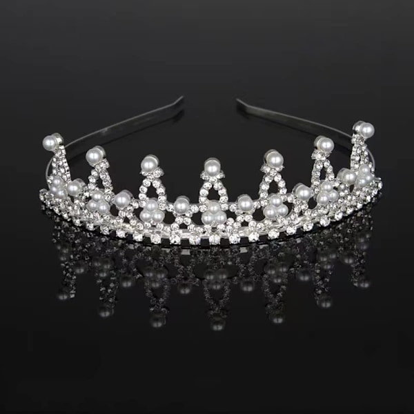 Børne krystal tiara krone til brudepiger, perle prinsesse