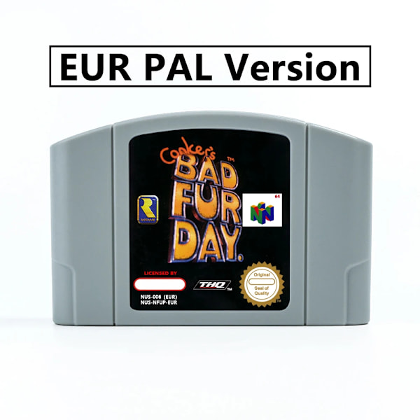 Conker's Bad Fur Day 64-bitsspilkassette US NTSC-version eller EUR PAL-version til N64-konsoller USA NTSC (with Box)