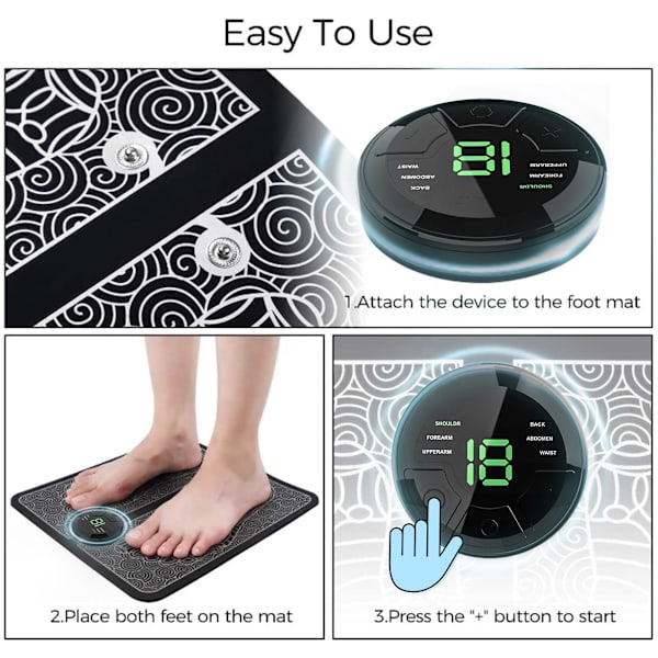 Elektrisk EMS Fodmassage-måtte