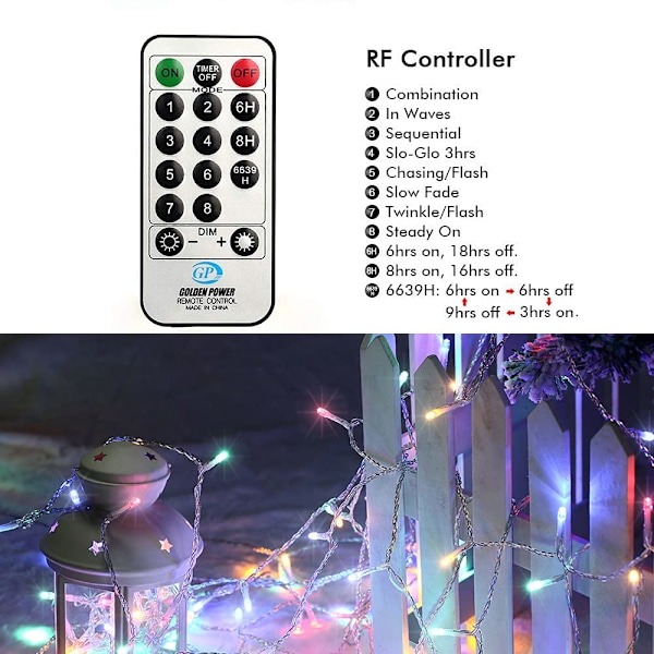 Juletrær Lyslenke - 20M 200 Flerfarget LED Jul