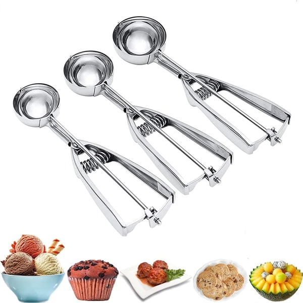 Glasskopa, 3-pack Cookie Scoop Set, Rostfritt stål Is CDQ