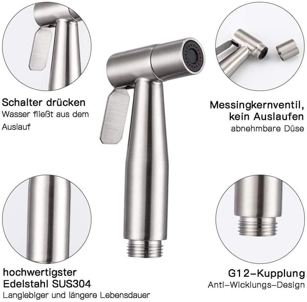 Håndholdt bidet dusjhode i rustfritt stål