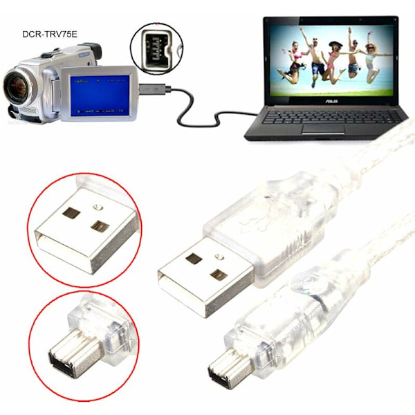 USB-hane till Firewire IEEE 1394 4-stifts hane iLink-adapterkabel för Sony DCR-TRV75E DV