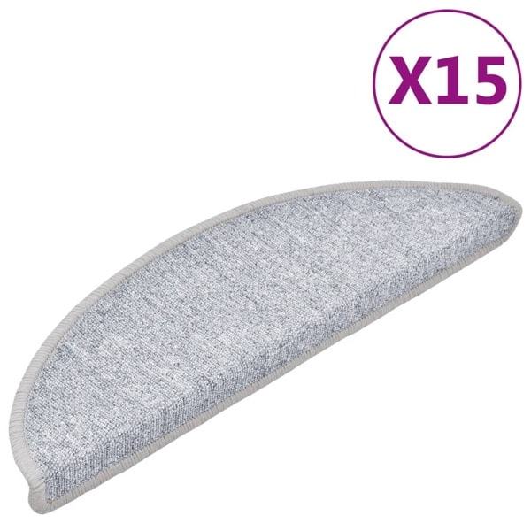 vidaXL Trappestegsmattor 15 stk Lysegrå 56x17x3 cm gray 2620