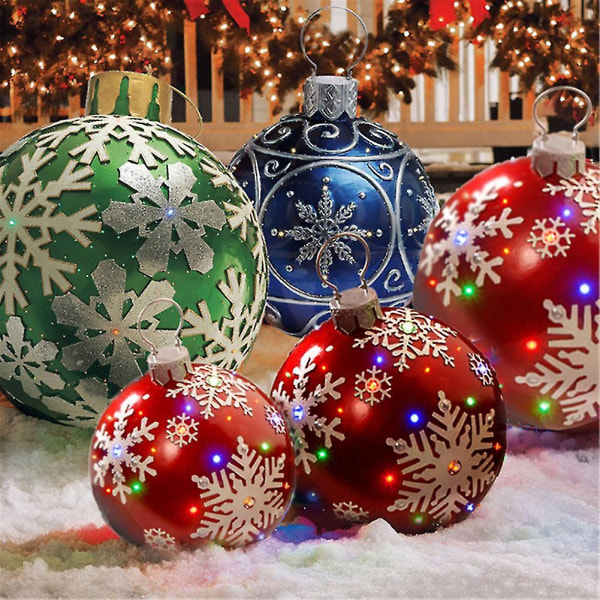 Erittäin suuret PVC-joulupallot, joulukoristeet Clearanc Blue snowflakes