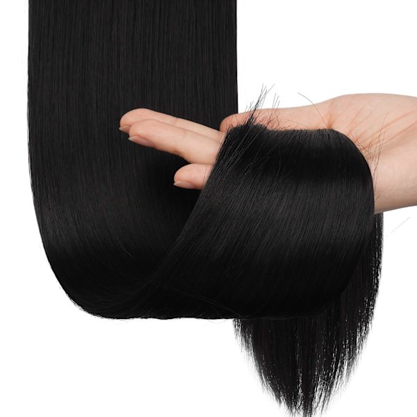 Syntetisk lång rak klohästsvans peruk Clip In Hair n Hairp dark brown One-size