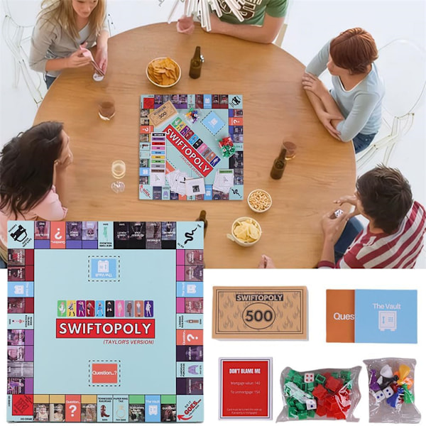 Swiftopoly Lautapeli Taylor Swift -inspiroitu Monopoli Partypeli Swifties Lahja White