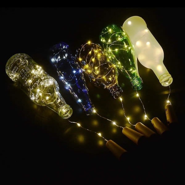 Lot af 6 lyskæder 20 LED - Varm hvid - Kobbertråd