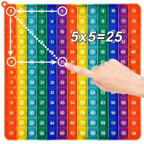 12x12 Multiplikation Push Bubble Fidget Toy för barn - Pedagogisk matt popleksak