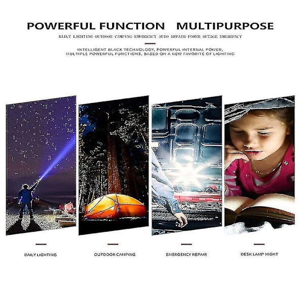 1000000 Lumen Supersterk LED Taktisk Lommelykt Oppladbar LED Arbeidslampe