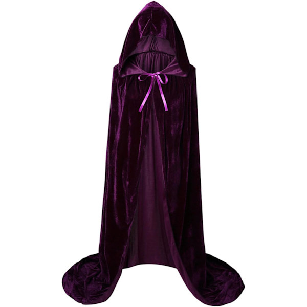 1 Vuxen Huvud Kap, Cosplay Kostym Sammet Robe, Kap Häxa Trollkarl Cloa Lila Purple Large(120-140cm)