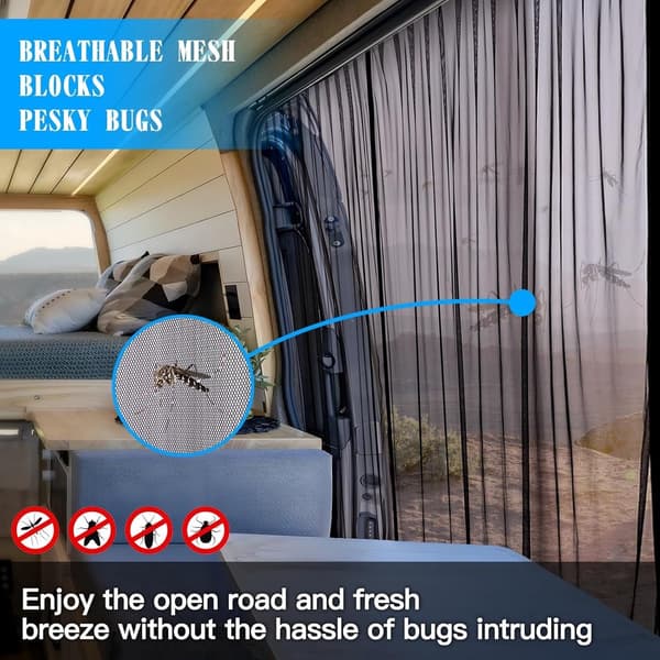 Magnetisk myggenet - 165 cm x 165 cm - Insektnet til autocamper - Skydedørsnet-FA-