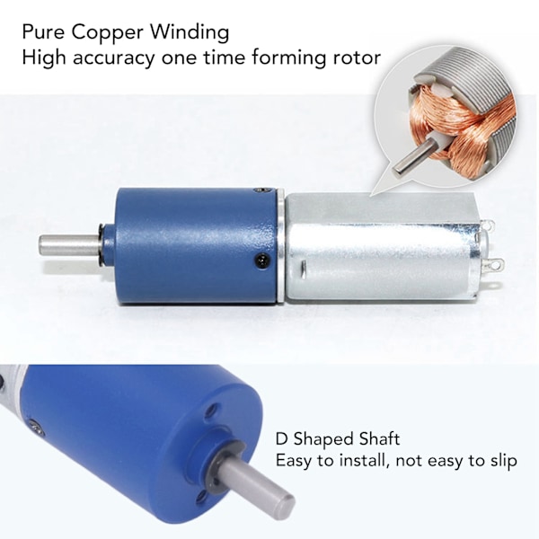 DC 12V Mikro Sähköinen Vaihteistomoottori Metallirunkoinen Suuri Vääntömomentti Nopeudenvaihtomoottori D-Akselilla 3000RPM 1:256
