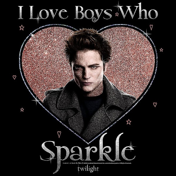 Twilight T-paita Jag älskar pojkar som glittrar Aikuisten lyhythihainen T-paita Twilight-elokuvat Graafiset T-paidat Musta XL Black