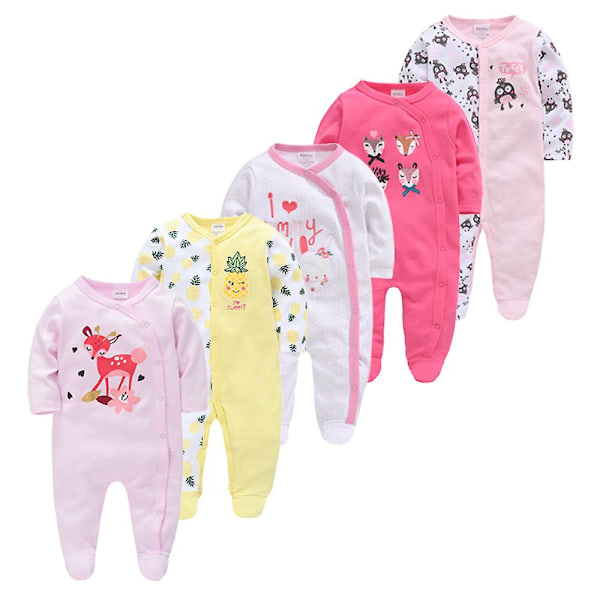Våren Baby Pyjamas Flickor Pojkar Jumpsuit 113 % Bomull Andas Mjuk Jumpsuit Svart 3-6M Black