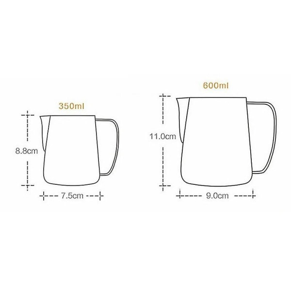 CDQ Mælkeskummer i rustfrit stål Mælkeskummer til Cappuccino Café (Gul, 350 ml) Gul 360ml