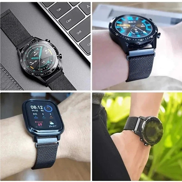 20mm/22mm Milanese-ranneke Amazfit GTS/4/2/2e/3/GTS2 Mini/GTR 47mm/GTR 4/3/ Pro Metal-kellohihnalle Amazfit bip /U/S/lite rem 20mm Gun