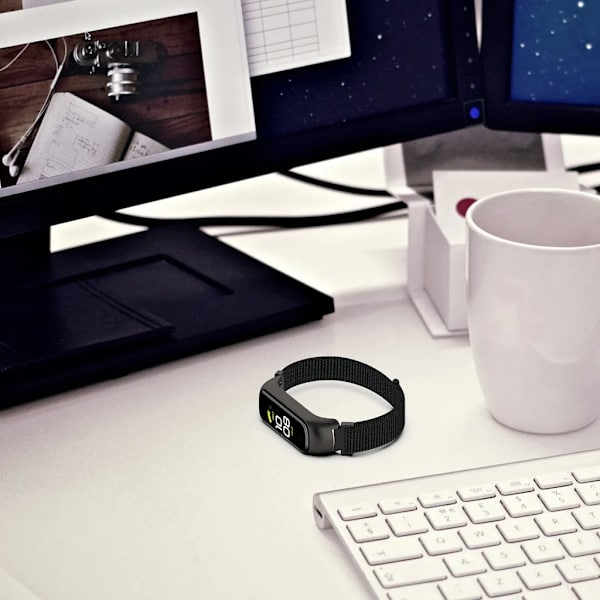 Samsung Galaxy Fit2 SM-R220 Nylon-kardborreband (Mörk Svart + Svart Ram) Svart