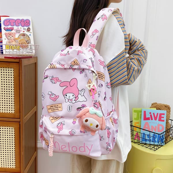 New Trendy Student Backpack 2026, Large Capacity, Printed Design, Casual and Simple Design for Middle School, High School, and University Students.-FA- My Melody