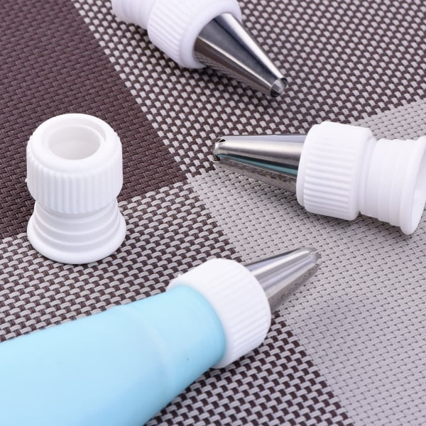 Plast Standardkopplingar Tårtdekorationskoppling Rörspetskoppling för glasyrmunstycken, vit (24 st)