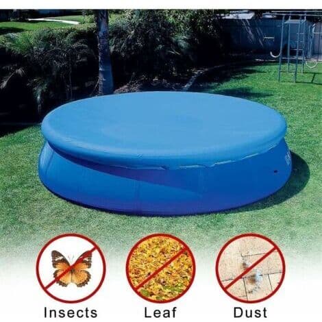 (Blue - 183 cm) Round Waterproof Pool Cover with Rope Tie, Dustproof, Easy to Install for Inflatable Pools-FA-
