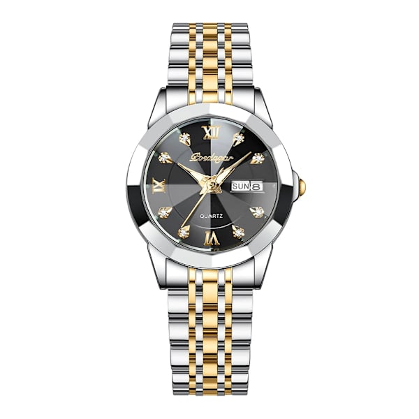 POEDAGAR Luksuriøs Elegant Ur Høj Kvalitet Casual Rustfrit Stål Lysende Vandafvisende Kvarts Ur Kjole Ur Gold Black
