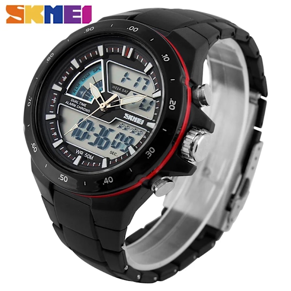 SKMEI Klocka Herr Mode Casual Analog Digital Armbandsur Alarm 30M Vattentät Man Militär Chrono Kalender Relogio Masculin Black with box