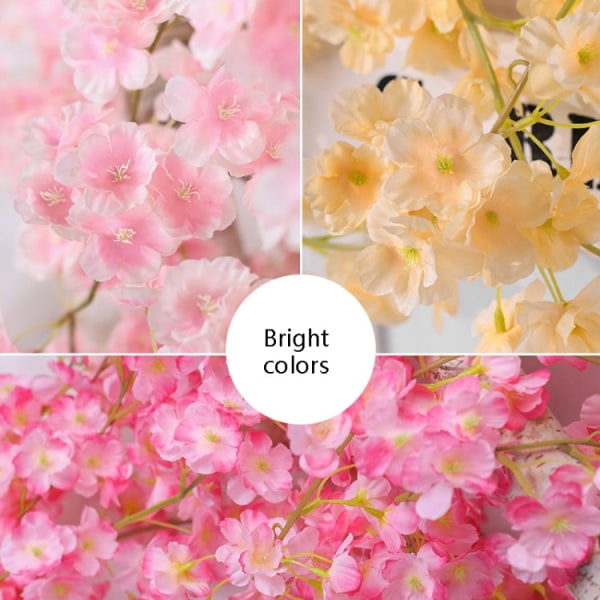 Simulering Sakura Rotting Plast Dekorativ Blomma Vinranka, Farve: 135 Blomster Lyse Rosa