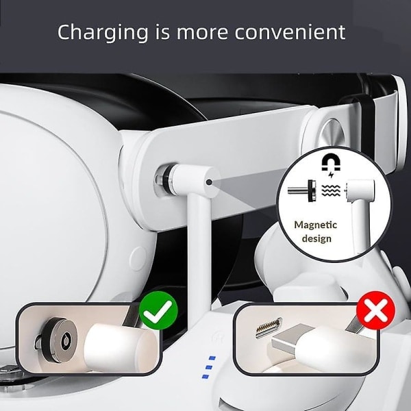 VR-ladestation til Meta Quest 3/Oculus Quest 3, ladestationsbase med RGB-lys til Quest 3 VR-headset og controllere
